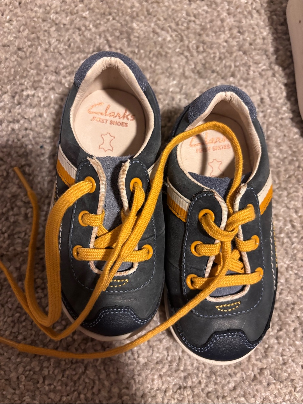 Clarks Kids Navy and Mustard Lace-Up Sneakers